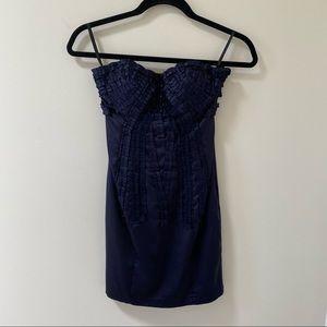 Bebe Navy Minidress w/ Ribbon & Lace Detailing